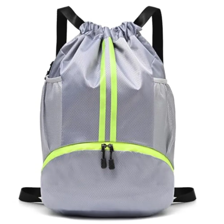 

Drawstring Gym Bag for Men Waterproof Drawstring Backpack for Women Swim with Shoes Compartment Pull String Sport Bag for Socce