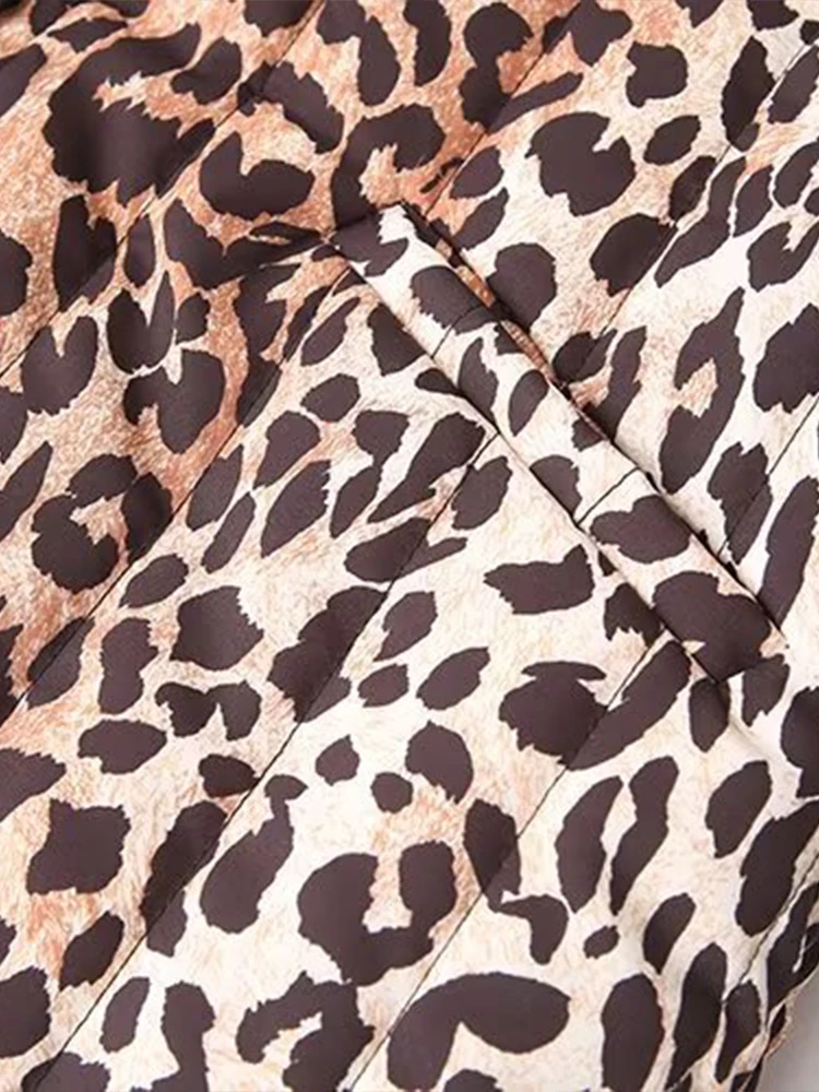 2024 autumn new women\'s loose retro round neck animal leopard print long sleeve cotton jacket coat