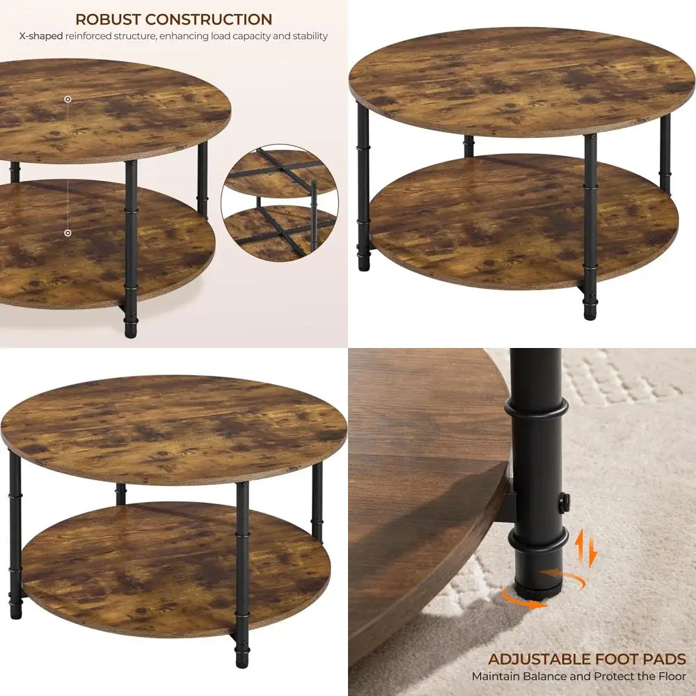 

Современный 2-уровневый деревянный журнальный столик с полкой для хранения, 31,5 x 18 для гостиной