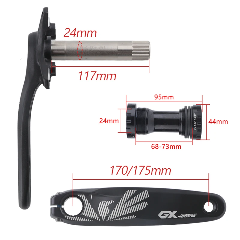 HASSNS Crankset MTB Connecting Rods Mountain Bike Cranks Chainring Integrated Candle Crown For Bicycle 12 Speed 32/34/36/38T