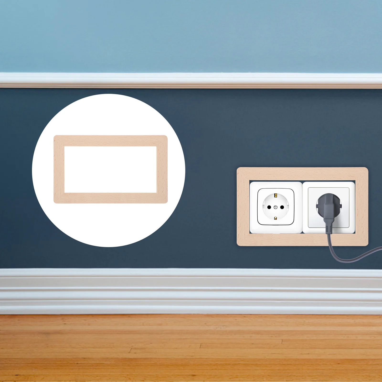 

Wood Outlet Wall Cover Solid Wood Square Plate Dust-Proof Home Decor Easy Install Wall Protection Upgrade