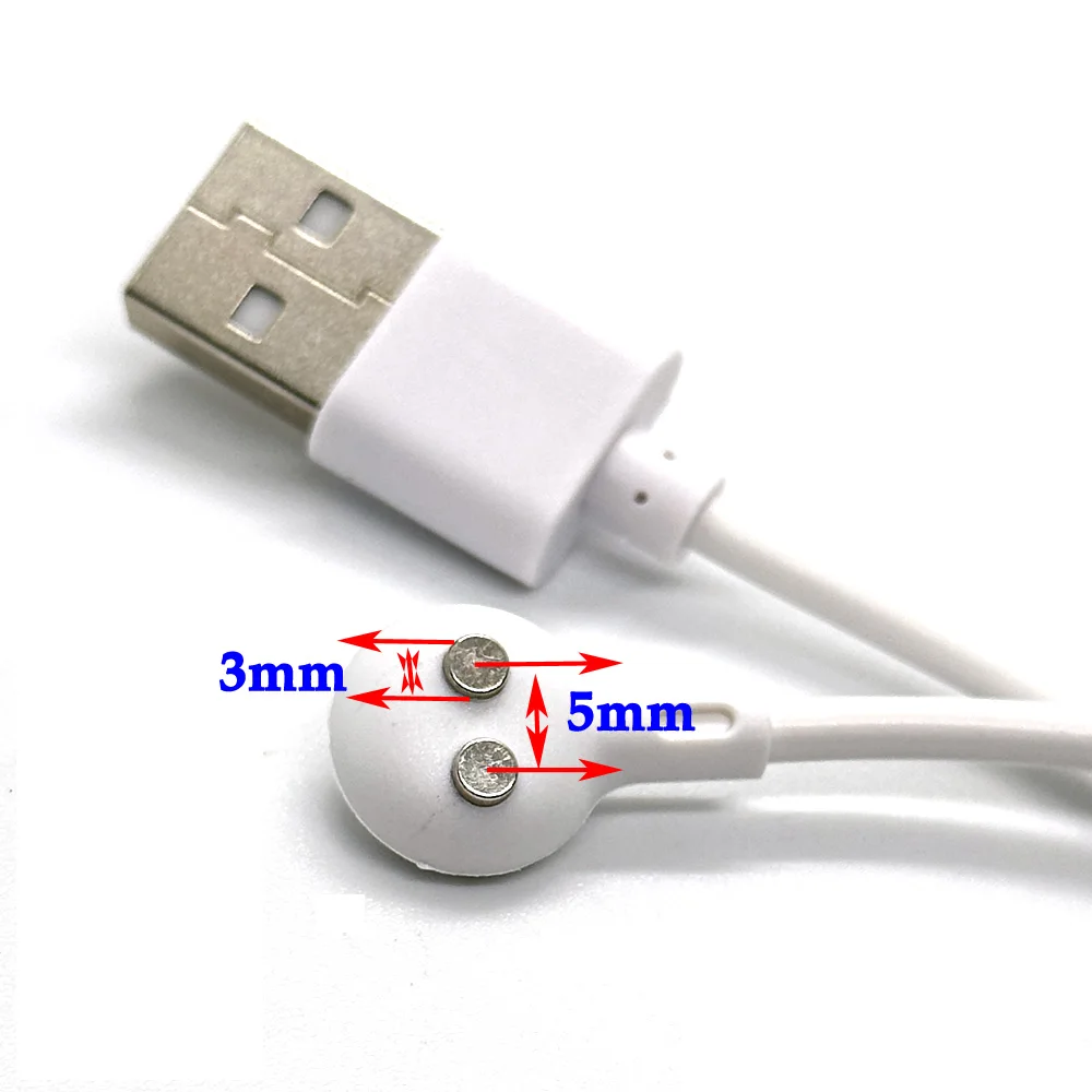 1pcs 2Pin Magnetic Charging Cable center spacing 5mm Magnet Suctio USB Power charger for Beauty instrument Smart device 80cm