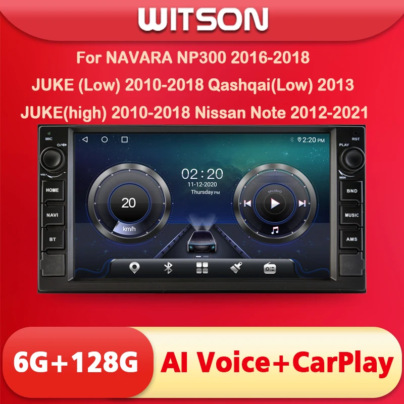 WITSON 7 inch BIG SCREEN Android 11 AI VOICE Car radio For NAVARA NP300 JUKE Qashqai Nissan Note  6GB RAM 128GB ROM navigation