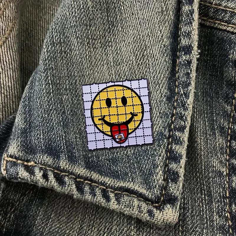 Psychedelic Smiling Face Enamel Pin Creative Brooch