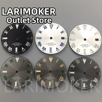 LARIMOKER 29mm Black White Gray Sunburst Roman Numeral Dial Green Luminous Suitable for NH35 Movement Watch Accessories