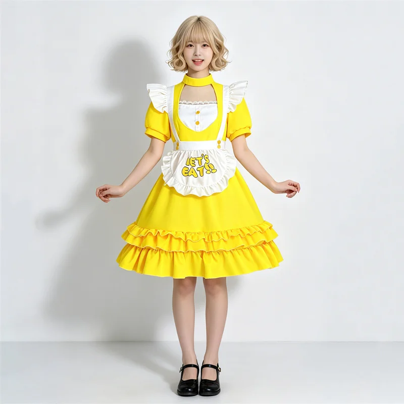 ゲームチキンチカコスプレ衣装ドレスエプロンロリータメイドセットスーツ女性のための大人のハロウィンかわいいアクセサリーパーティー衣装