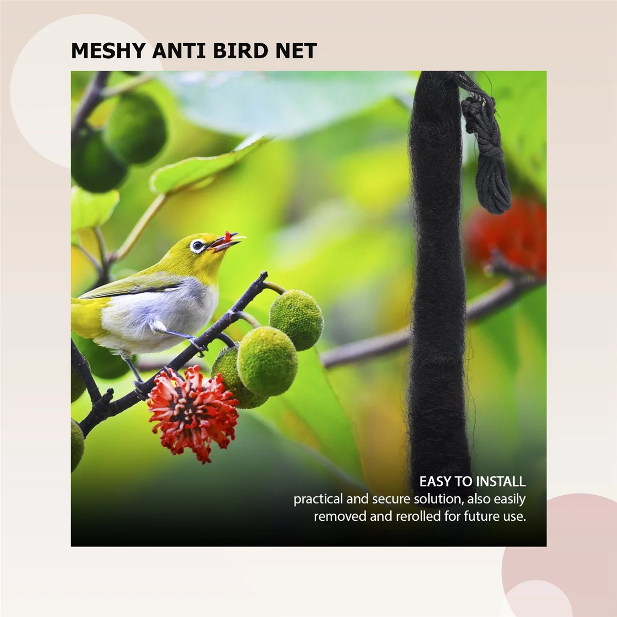 High-end 12M x 2.5M 13mm Hole Orchard Garden Anti Bird Netting Nylon Knotted Mist Net