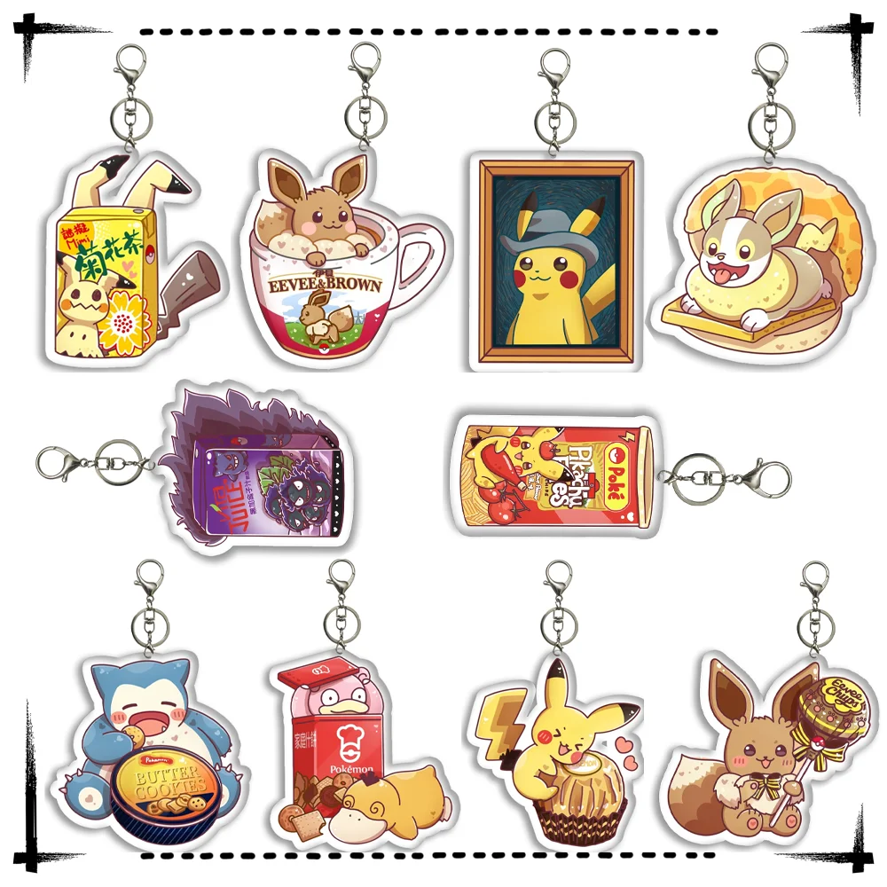 

DIY Pokemon Mimikyu Eevee Gengar Psyduck Snorlax Slowpoke Acrylic Keychain Anime Peripherals Holiday Gifts