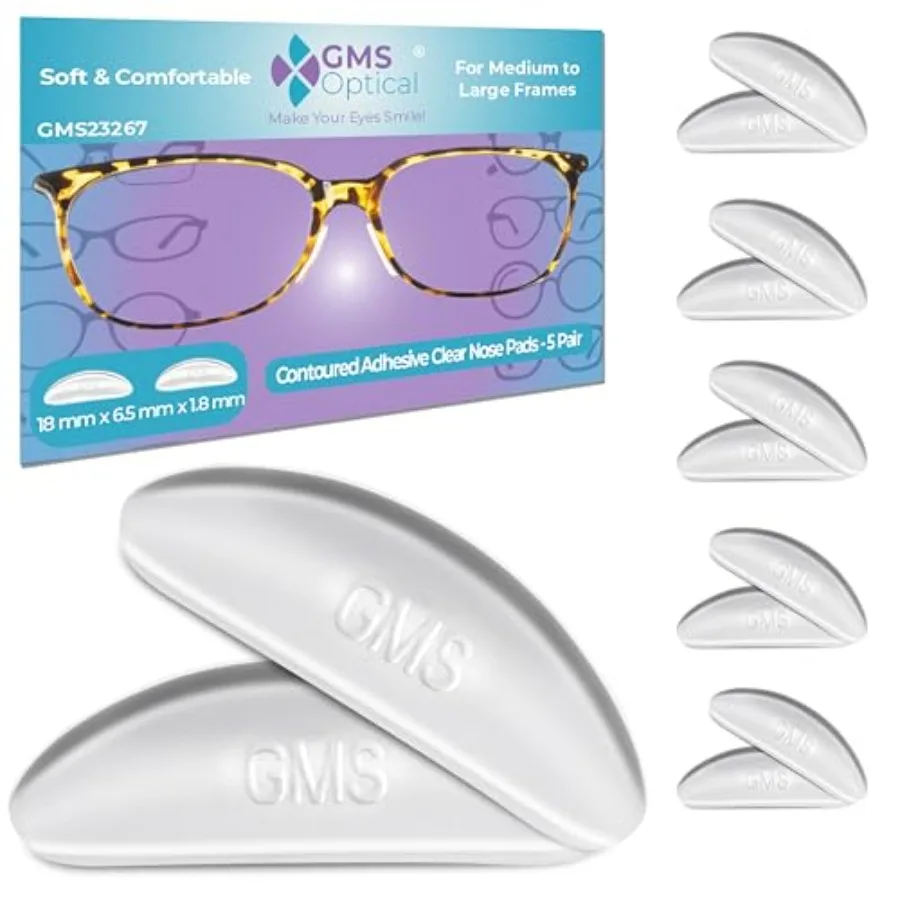 

GMS Optical Adhesive Silicone se Pads for Glasses 1.8mm Reg-Thin 18mm Large n Slip Glasses Grips for Sunglasses and Eyewear w/S