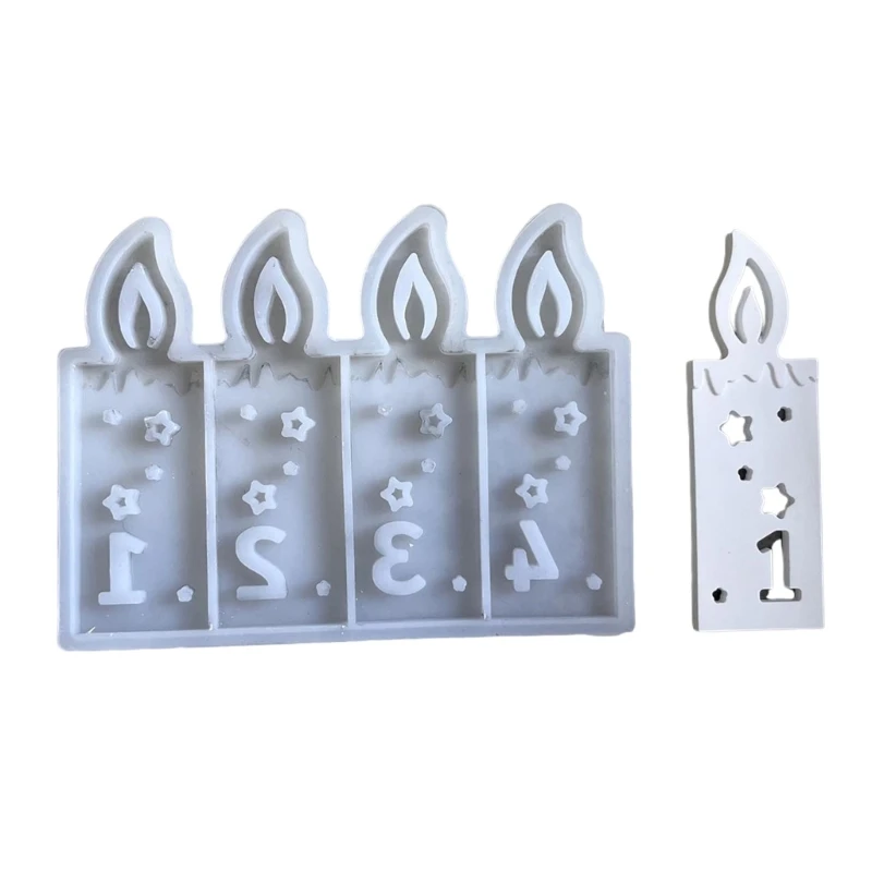 DIY 4 Cavity Number Shape Silicone Candle Mold Desktop Decoration Ornament Handmade Unique Number Candle or Ambient Light Mould