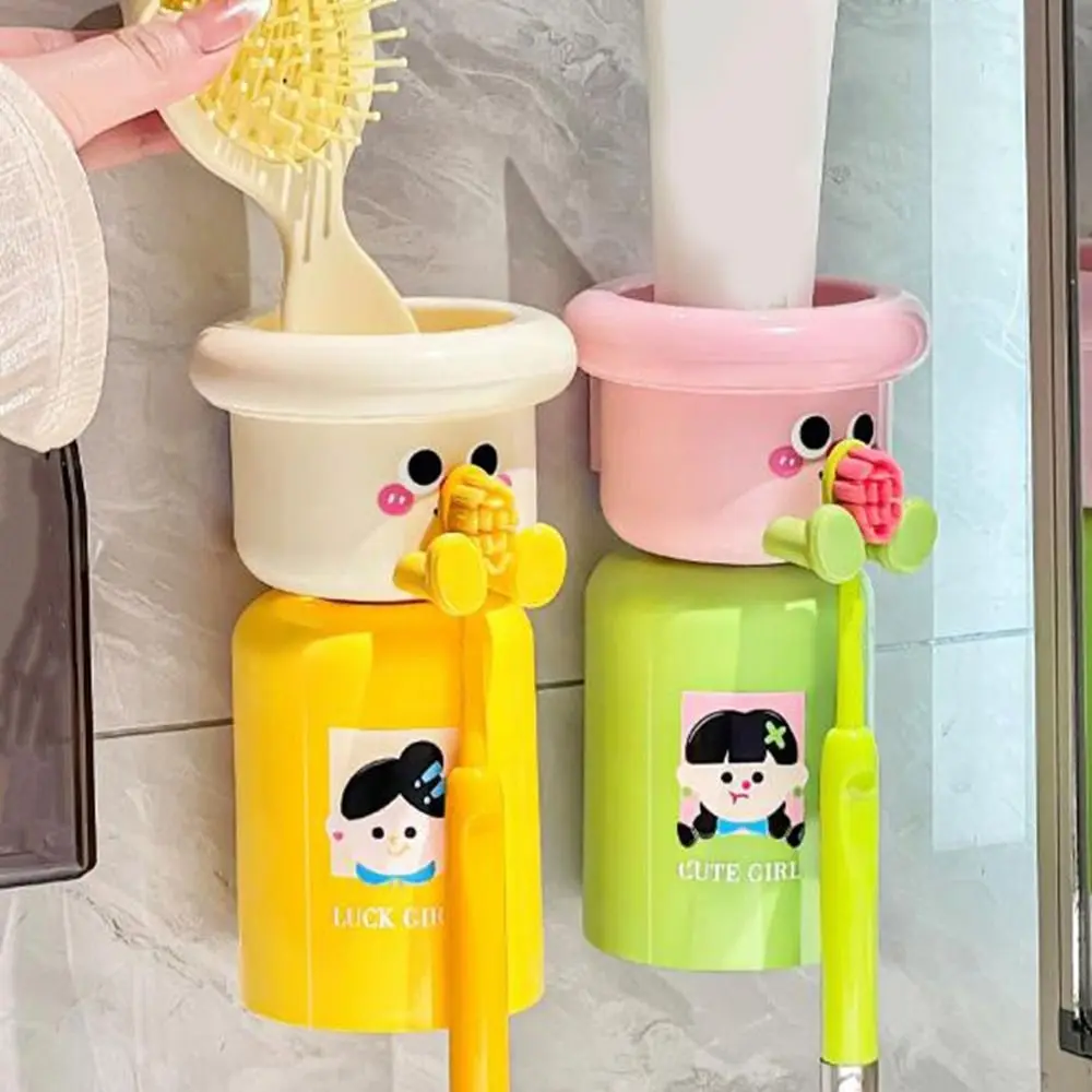 

Dopamine Magnetic Toothbrush Cup Holder Wall Mounted Punch Free Cute Toothbrush Holder Decorative with Mouthwash Cup
