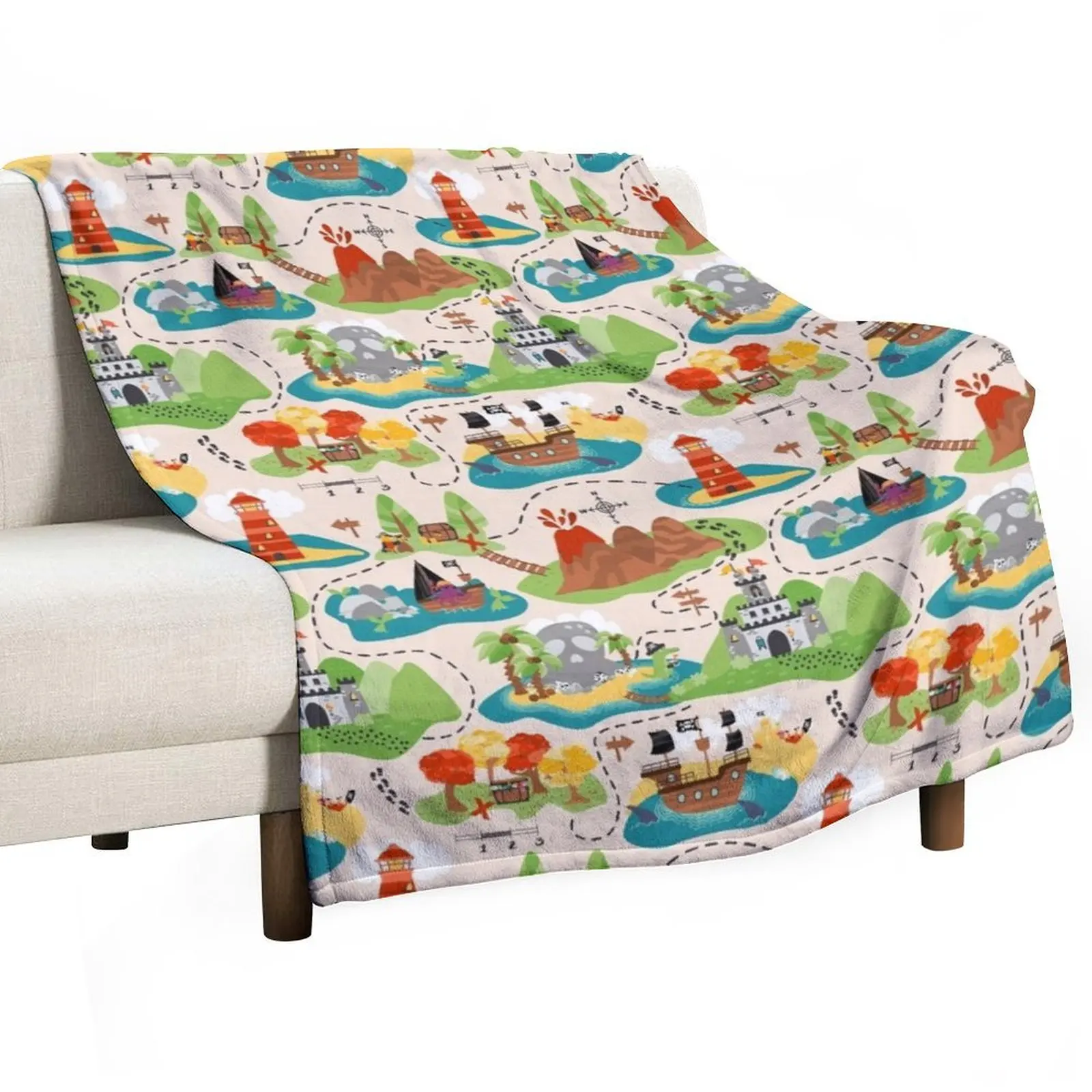 

Pirate Treasure Map On Tan Throw Blanket Retros halloween valentine gift ideas Blankets