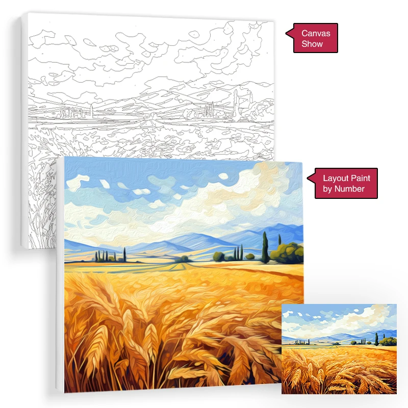 RUOPOTY pittura con i numeri acrilico autunno giallo campo di grano artigianato fai da te su tela immagine con i numeri 40x50 con cornice