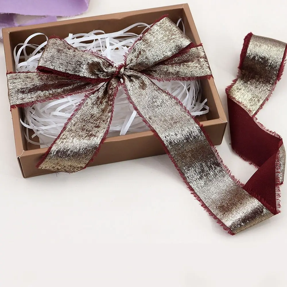 Fashion 5 Yards Silk Ribbon Hairclip Bows 3.8cm Wide DIY Sewing Crafts Solid Color Handmade Fringe Silk Ribbon Gift Wrapping