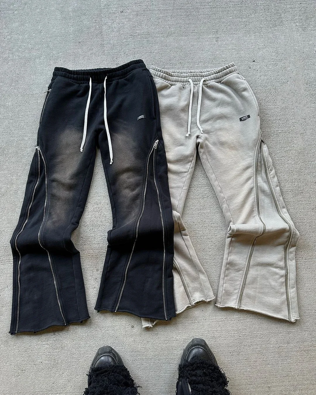 Y2K pantaloni larghi vintage di alta qualità con cerniera impiombata pantaloni casual a righe hip hop streetwear Harajuku uomo donna pantaloni a gamba larga