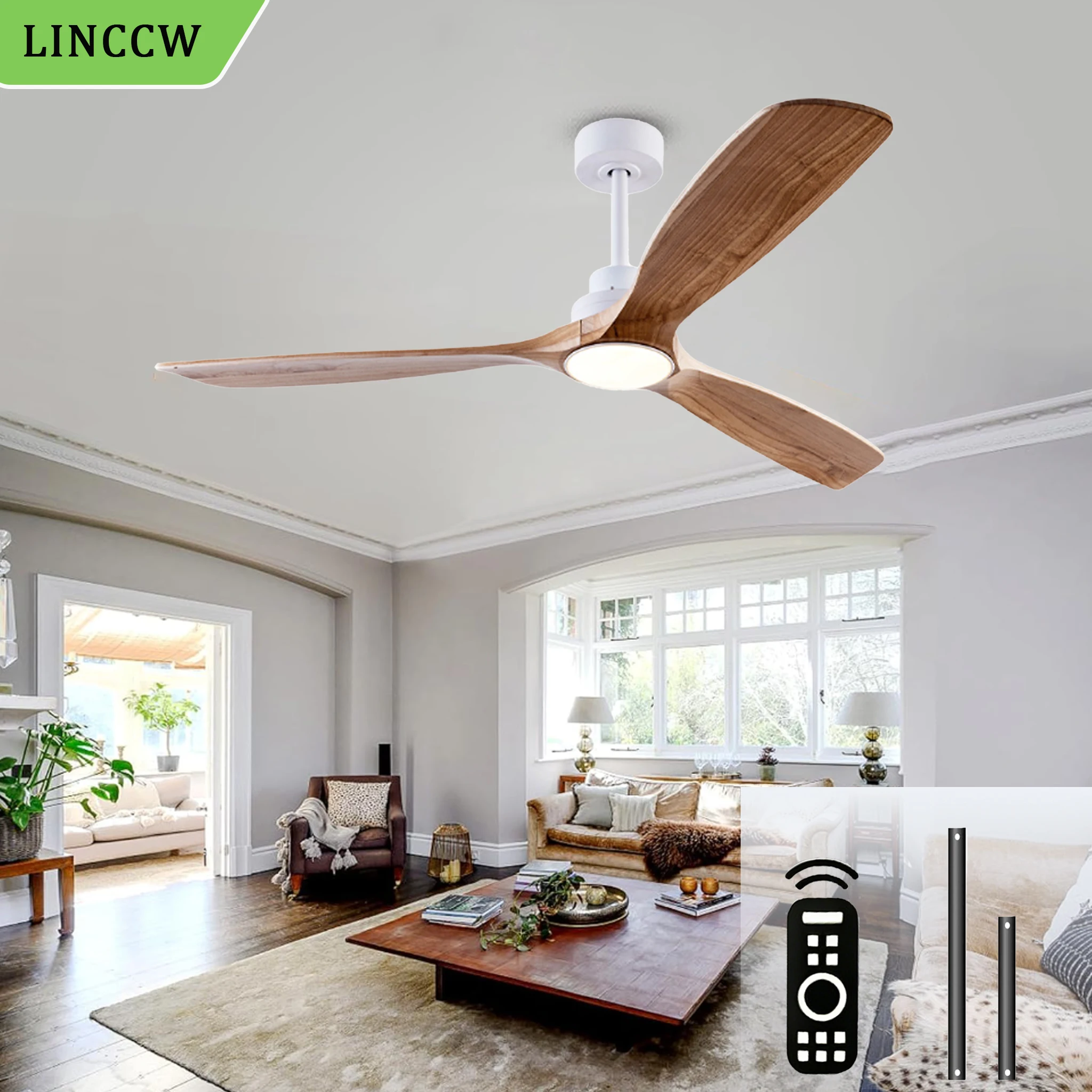 

Modern Ceiling Fan with Light DC motor Large Air Volume Remote Control for Kitchen Bedroom Dining room Patio