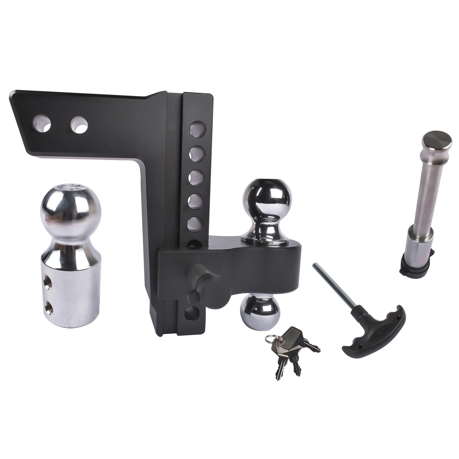 

AP03 Черный 2,5-дюймовый приемник 8 дюймов с регулируемым падением буксировочного сцепного устройства с двумя шариками для прицепа, 18500 фунтов/сверху, сверхмощные алюминиевые 3 стальные шарики