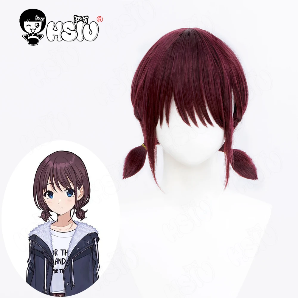 Iseri Nina Cosplay Wig Fiber synthetic wig「HSIU 」Grape Fuchsia Short Wig+Wig cap Anim GIRLS BAND CRY Cosplay Wig