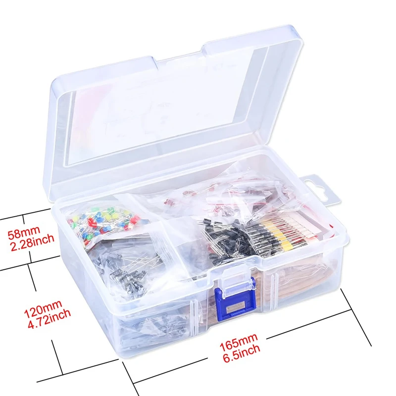 Transistor de Diodo Emissor de Luz LED, Pacote de Capacitor Eletrolítico, Pacote de Resistor Cerâmico, 1390Pcs