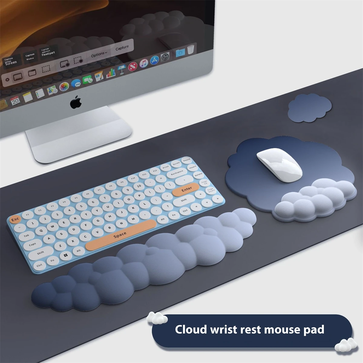 

Cloud - Shaped Mouse Pad Set | Gradient Colors | Memory Foam Wrist Support | Anti - Slip