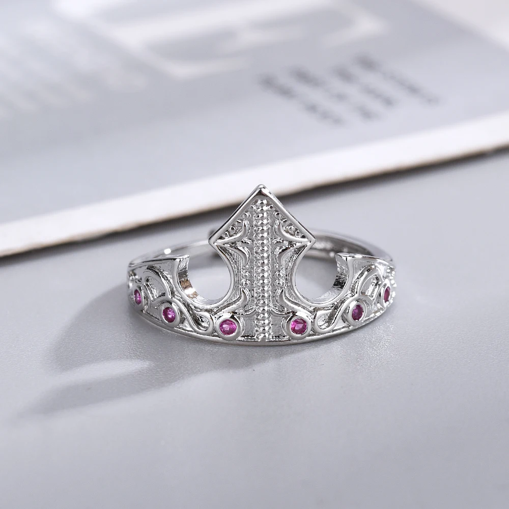 Sleeping Beauty Aurora Ring For Woman Girl Engagement Jewelry Accessorie Gold Plated Adjustable Princess Crown Ring Gift For Her