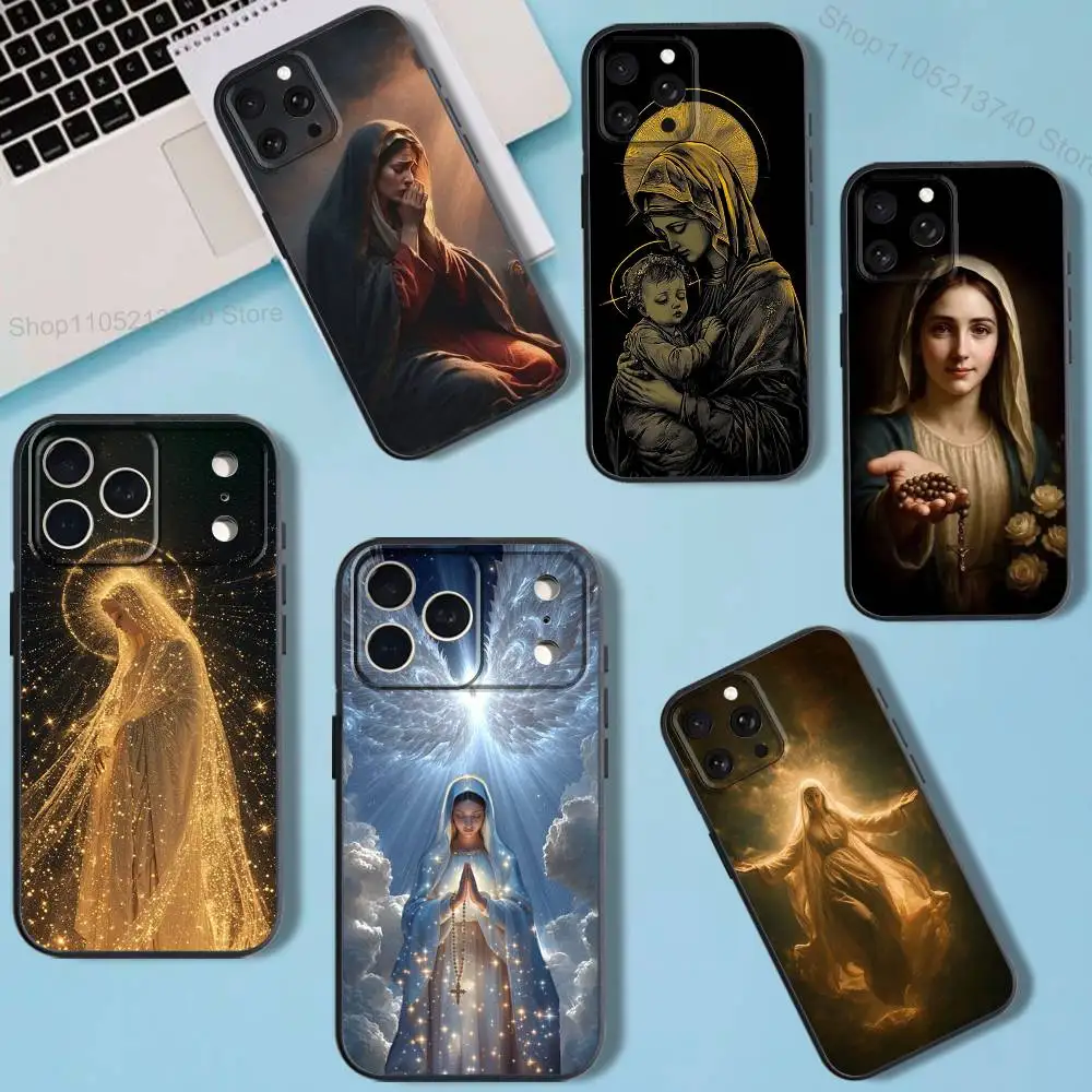 

V-Virgen Mary B-BibleS Phone Case For iPhone 11,17,16,14,12,15,13,Max,SE4,Plus,E,Pro,Air,Mini Black soft Cover allover print