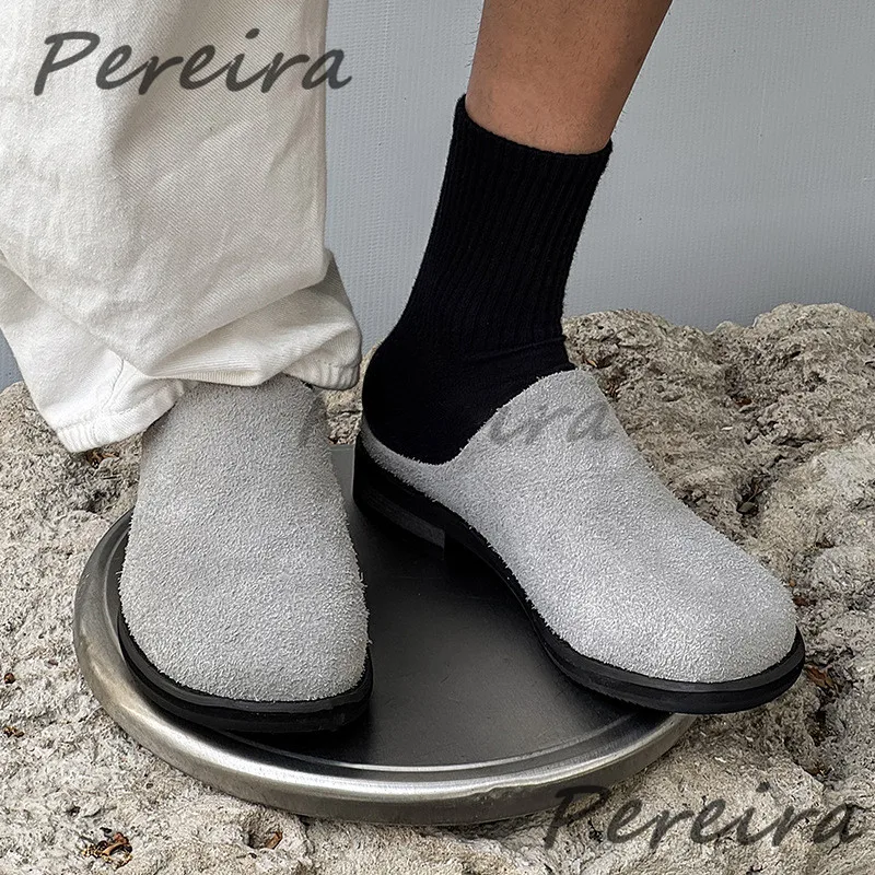 

Summer New Men's Half Slippers Multicolor Patent Leather Square Toe Platform Low Heel Casual Shoes Trend Comfortable Men Shoes