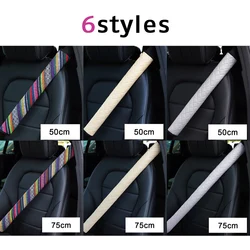 50/75cm Car Seat Belt Long Cover Universal Breathable Linen Shoulder Pad Guard Protector Accessories for Truck Large Vehicle