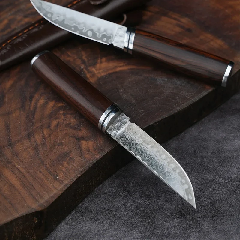 3 Inch Sharp Kitchen Knife Damascus Pattern 10Cr15MoV Stainless Steels High Hardness Knife Quality Carving Chef Knives