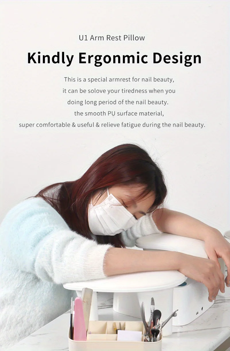 

Tilted Nail Art Hand Pillow Stand - Portable PU Manicure Cushion with Removable Rest