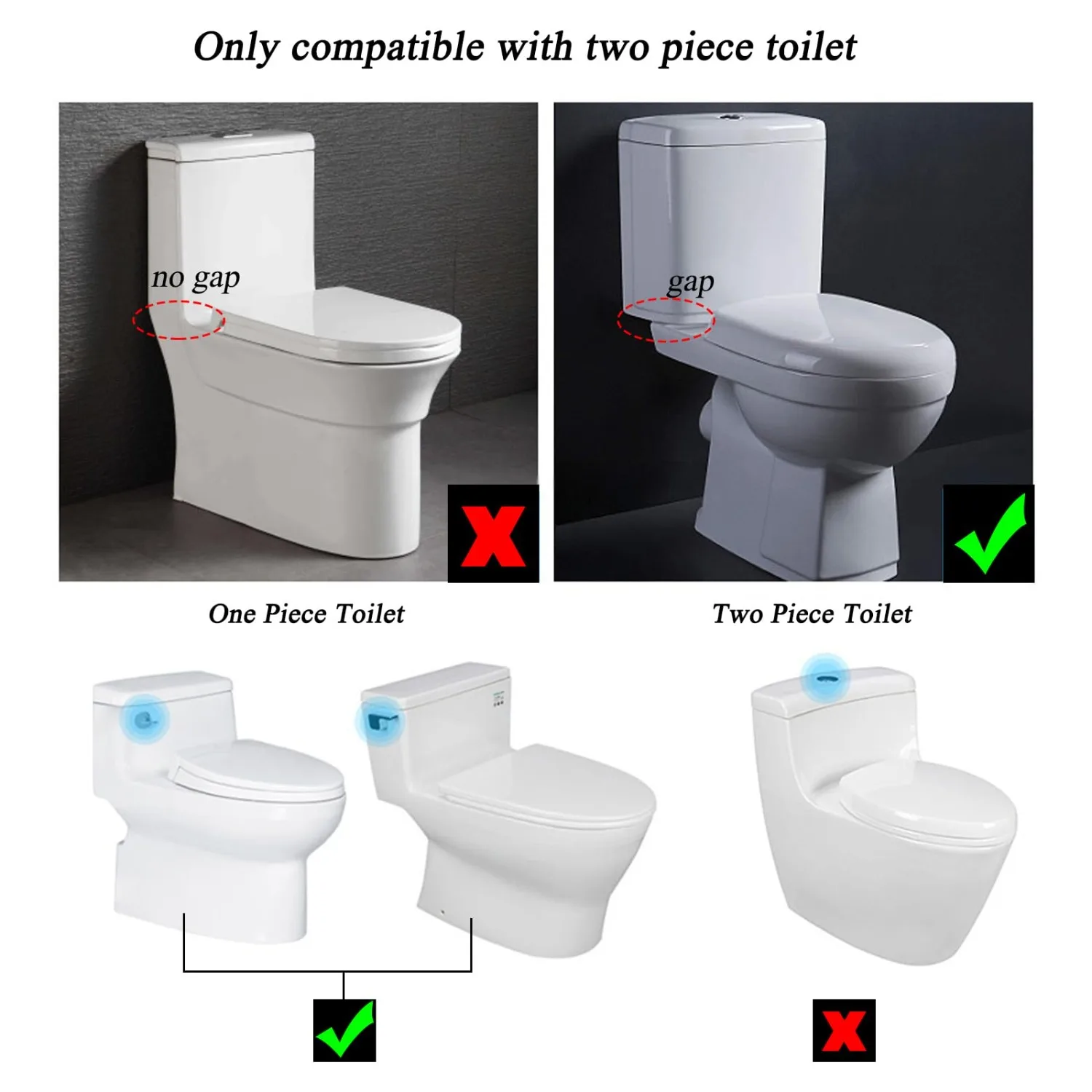 Kit de substituição de design de duas peças com válvula de descarga de vaso sanitário de 2 polegadas inclui corrente de flapper e junta de parafuso de tanque compatível com TOTO