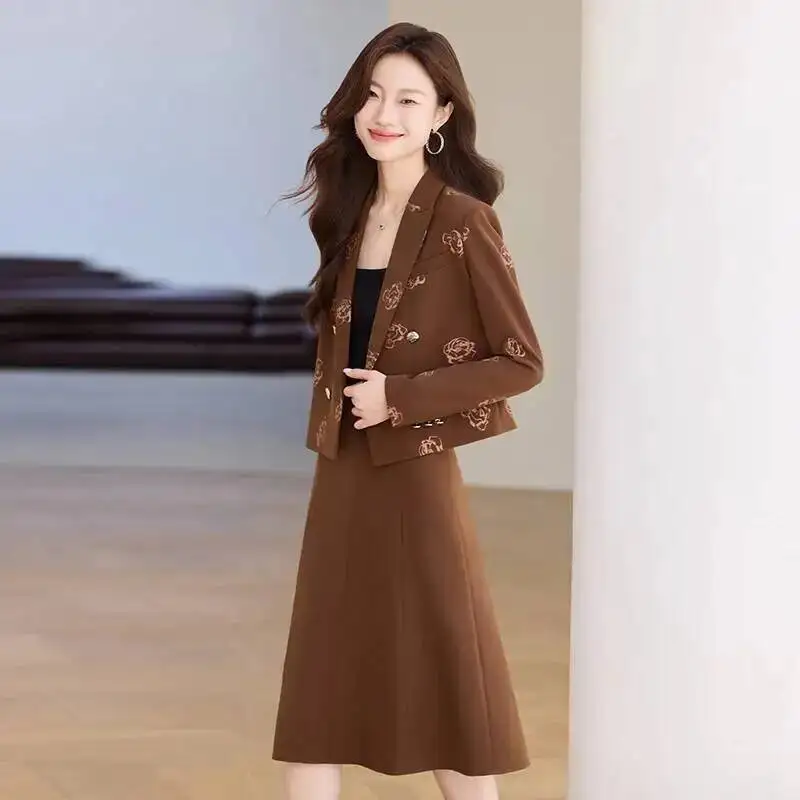 High Quality Fabric Formal Business Blazer Suits with Skirt and Jackets Coat Elegant Professional Women Career Interview Outfits