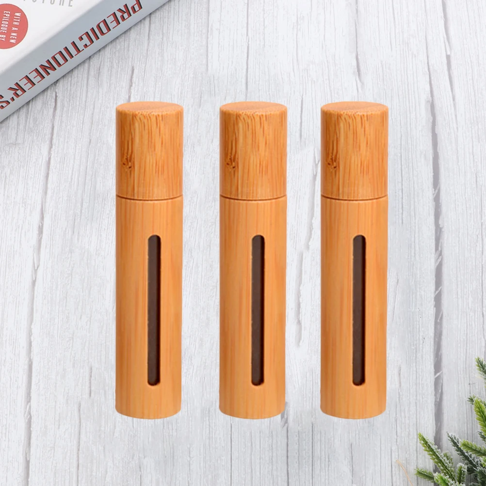 

3 Pcs Bamboo Roller Bottle Oil Empty Bottles Balls Container Perfumes Vial 10ml
