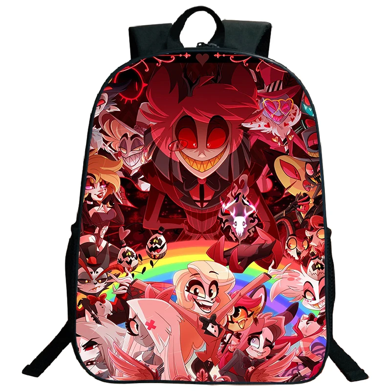 Tas punggung gambar Hazbin kapasitas besar tas sekolah kartun anak perempuan anak laki-laki tas punggung Anime tas buku tahan air tas bepergian tas anak-anak Mochila