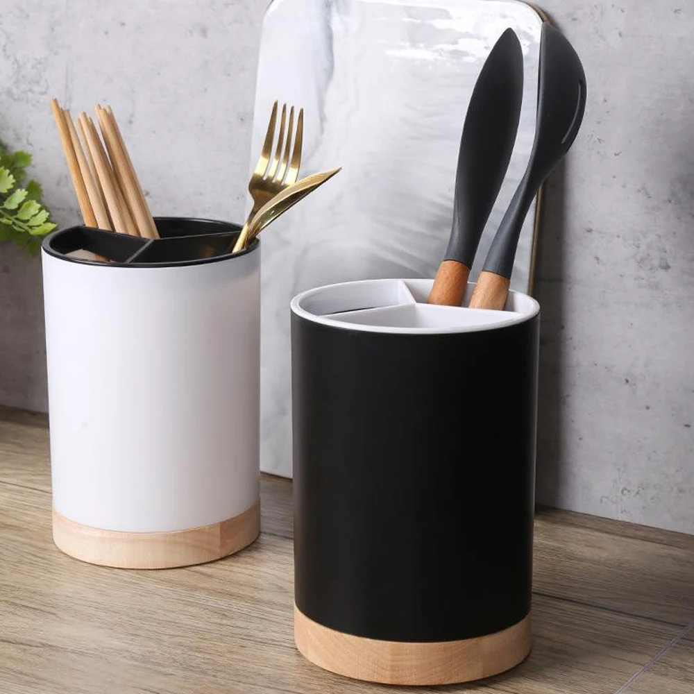 Utensil Holder Cutlery Drainer Kitchen Tableware Storage Bucket Plastic Chopstick Spoon Storage Rack Detachable Kitchen Tools