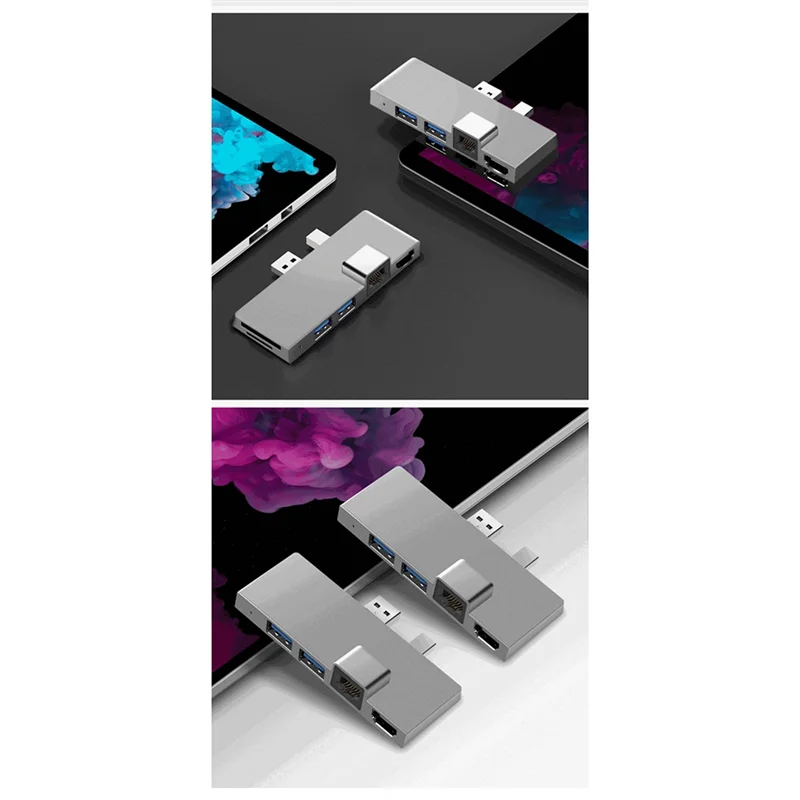 USB3.1 USB-C Hub Docking Station Gen1 4K -Compatibele SD/TF-kaartlezer RJ45 6In1 Converter voor Microsoft Surface