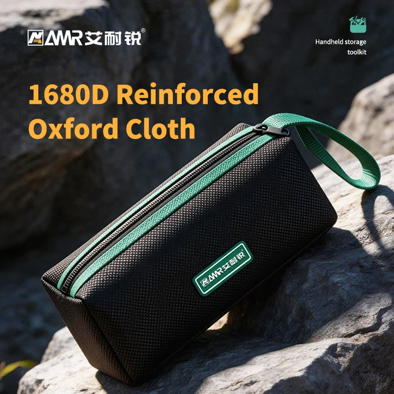 AMR Portable Mini Electrician Tool Kit Storage Bag, Heavy Duty Durable Small Tool Pouch with Handle for Hand Tools Organizer