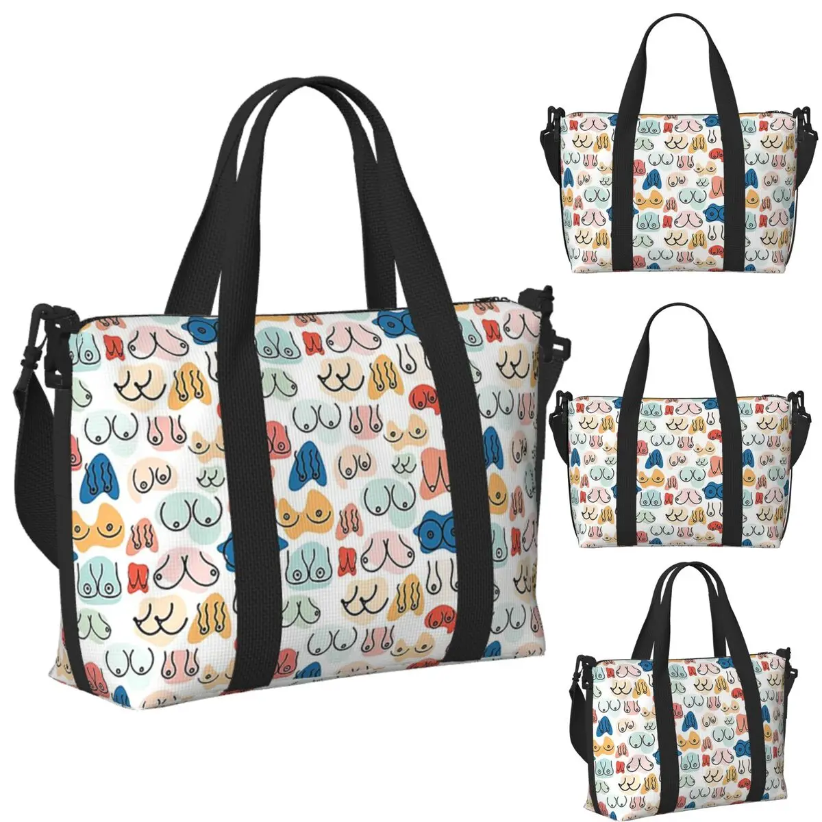 

Custom Boobs 1 Beach Travel Bag Large Capacity Tote Bags for Gym Yoga Women Shopping Duffle Shoulder Bag