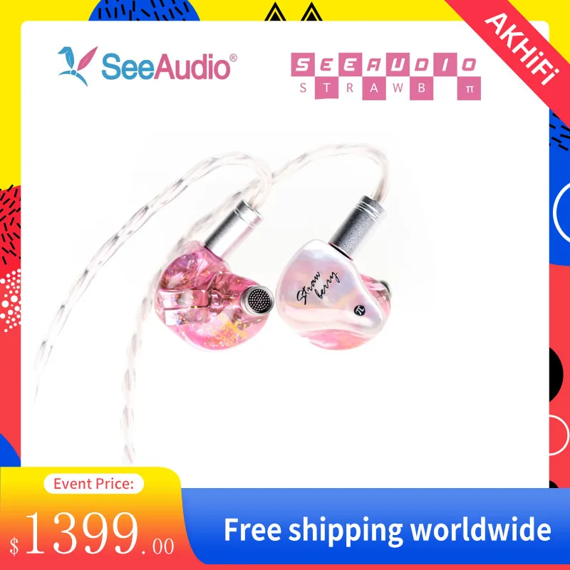 SeeAudio Strawberry PI 6BA Driver Unit HiFi In Ear Monitors Wired  Earphone Detachable 2Pin Cable Music Vocal Audiophile IEM