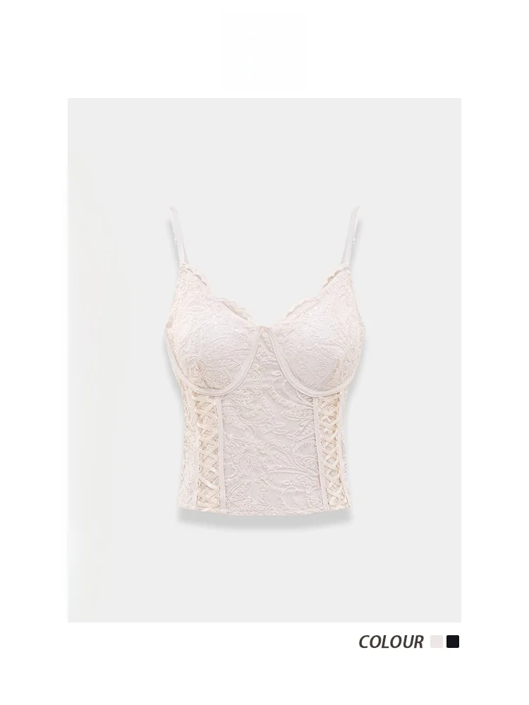 

Женская повседневная майка LADIESFIRST с романтическим кружевом и завязками, утягивающая, универсальная, из полиэфирного волокна, для ношения под одеждой