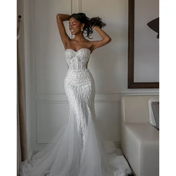 White Wedding Dress for Elegant Women Lace Sleeveless Mermaid Floor Length Formal Occasion Bridal Luxury Gown High Quality 2024