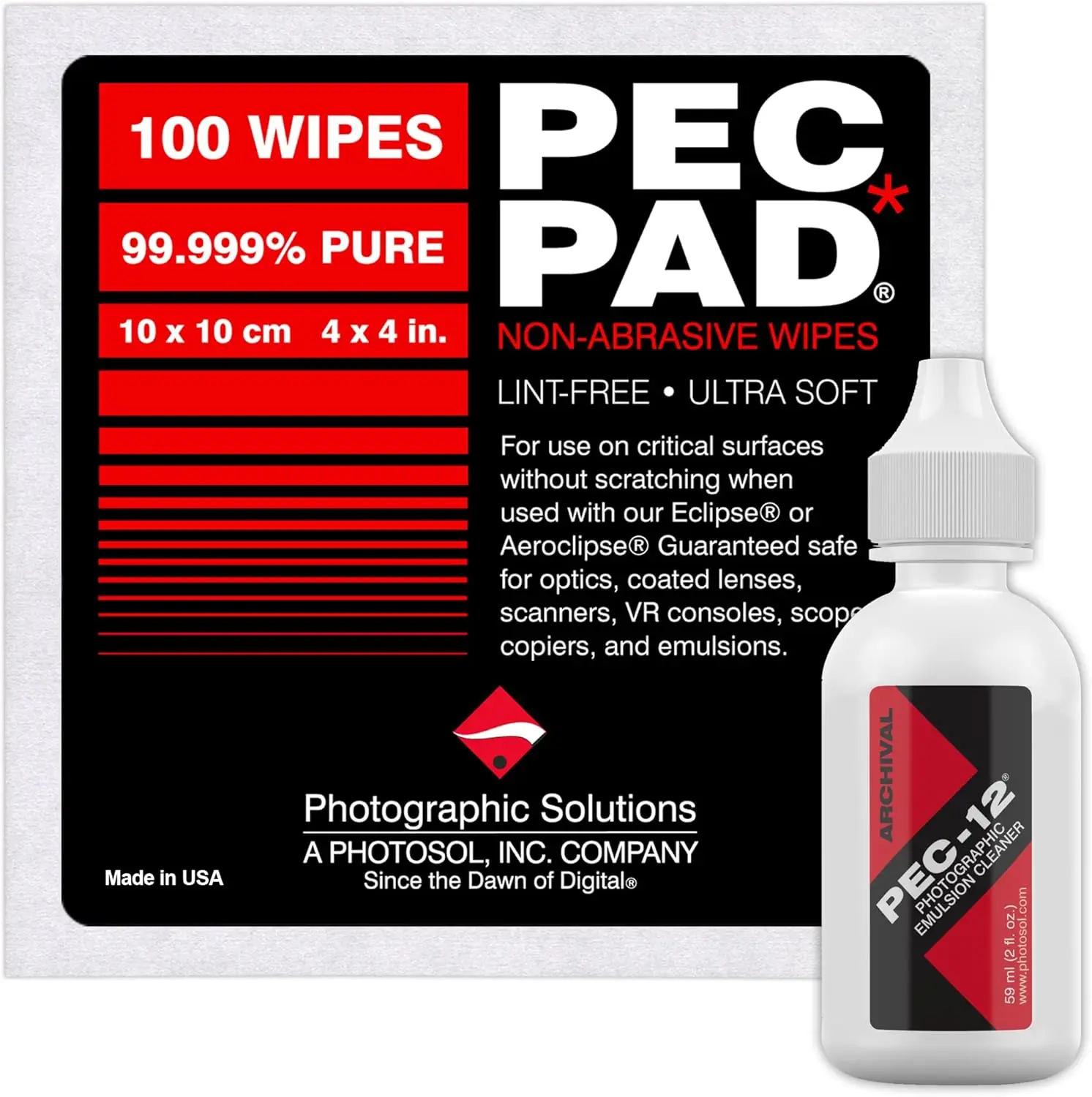 

Photographic Emulsion Cleaner Kit with Lint-Free Wipes for Film, Negatives, and Slides - Safe & Effective