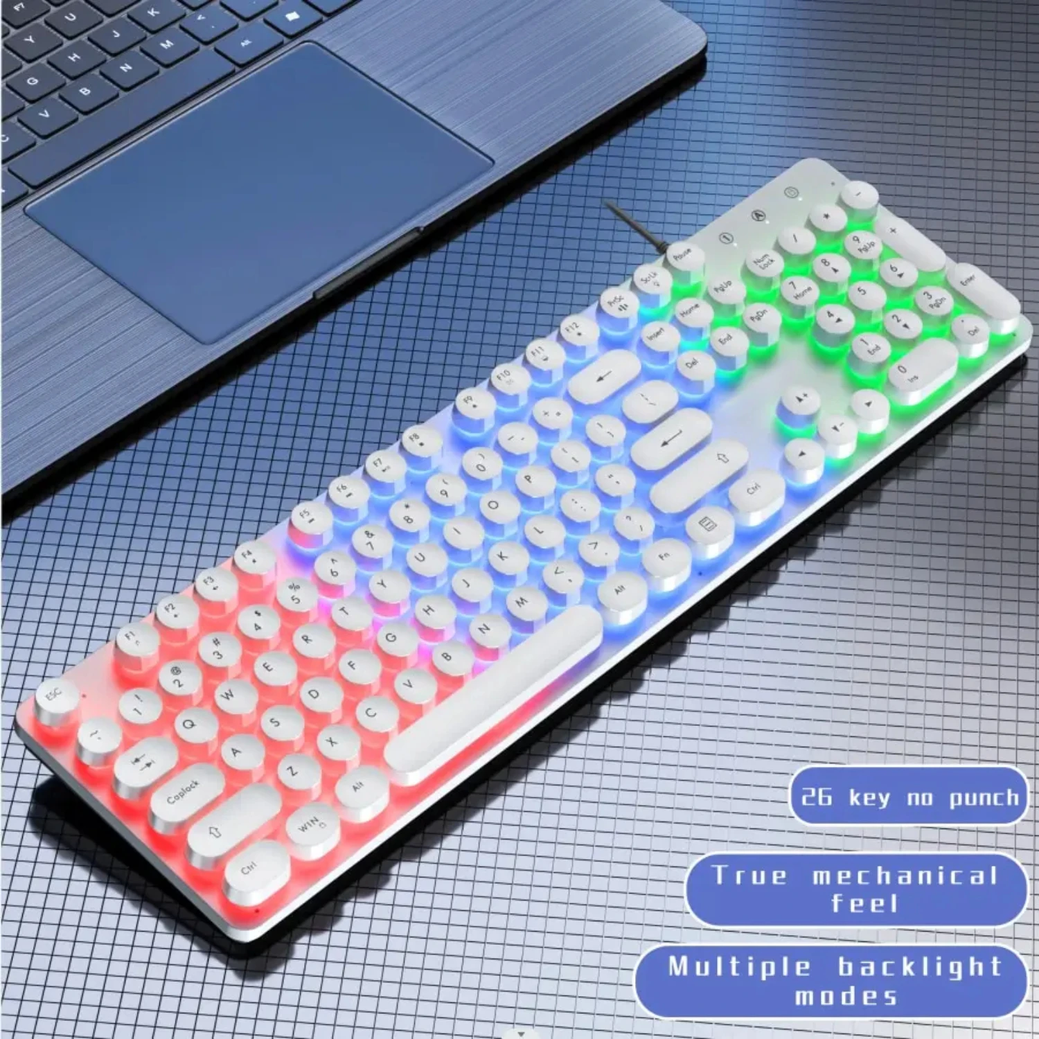 H300 Wired 104 Keys Membrane Keyboard Many Kinds of Colorful Lighting Gaming and Office For Windows and IOS System