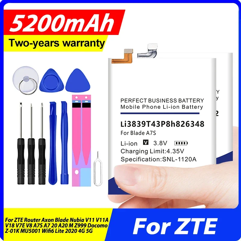 Battery For ZTE Axon Blade Nubia V8 V11 V18 20 A20 A7S A7 Z999 Router M MU5001 MF97B Wifi6 Max SPro View Z610DL 2 Z20 Lite 5G