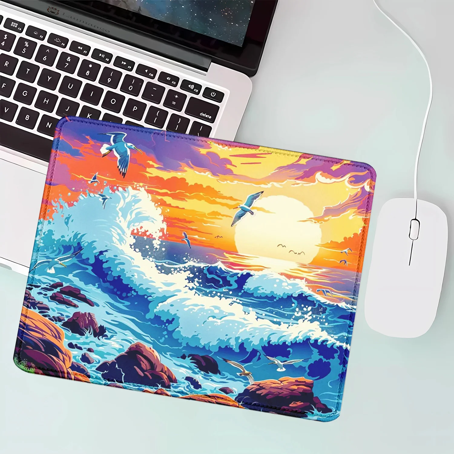 Aesthetic Desk Mat Art Japanese Great Waves Gaming small mouse pad Blue teclado mousepad Beautiful Nature Rubber Desk Pad Mat