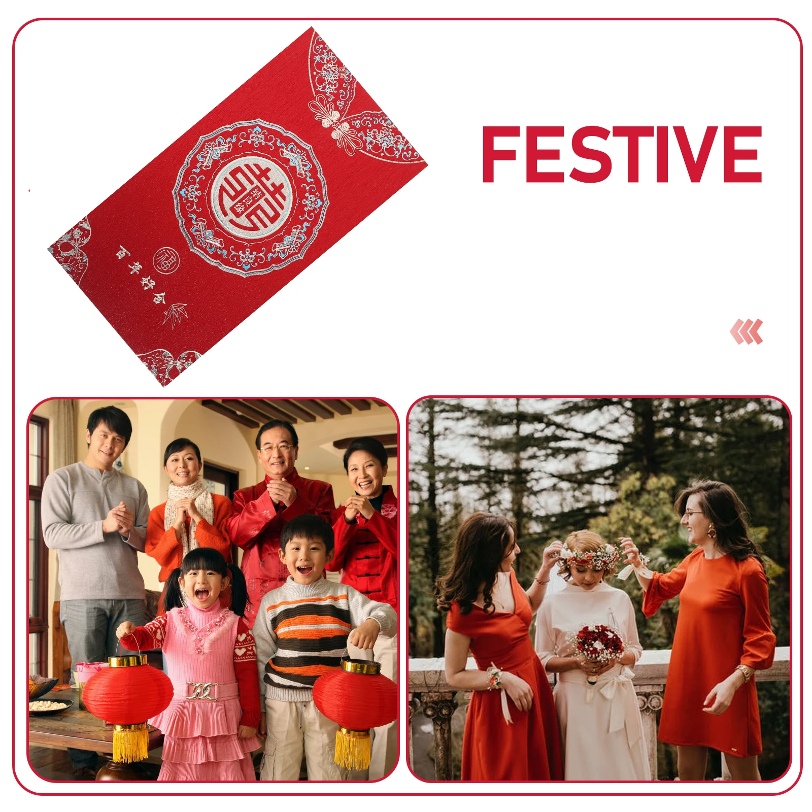 

12 Pcs Red Envelope Chinese Wedding Lucky Money Packet Hong Bao Retro Style Elegant Design Paper Envelopes