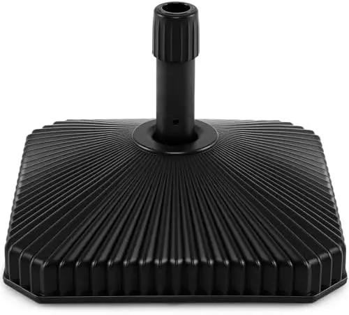 Fillable Umbrella Base - 44 lbs HDPE Patio Umbrella Stand, Water or Sand Filled, Shell Texture, 3 Hole Rings, Portable