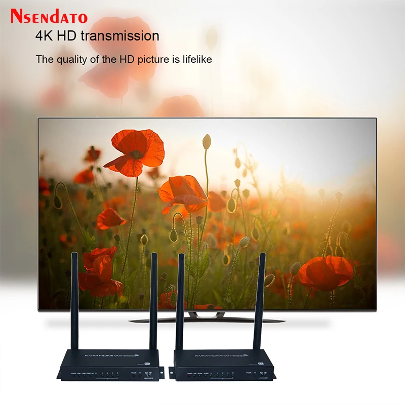 Kit de receptor y transmisor inalámbrico de vídeo HDMI, 4K, 60Hz, 100M, UHD, HDMI, USB, KVM, conmutador, extensor para ratón, teclado y Monitor