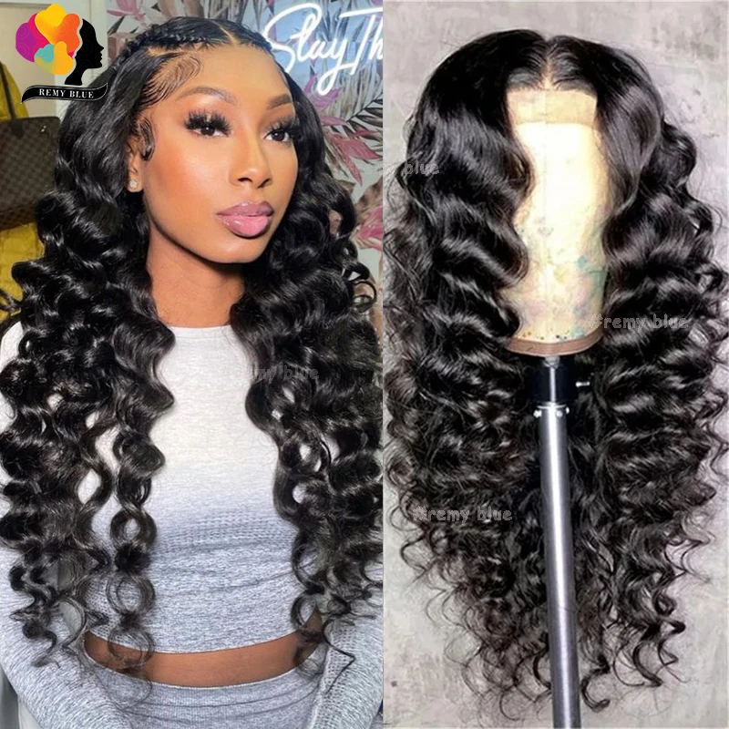 Loose Deep Wave Wigs Human Hair 13x4 HD Transparent Lace Frontal Wigs for Women 180% Curly Lace Front Human Hair Wig Pre-Plucked