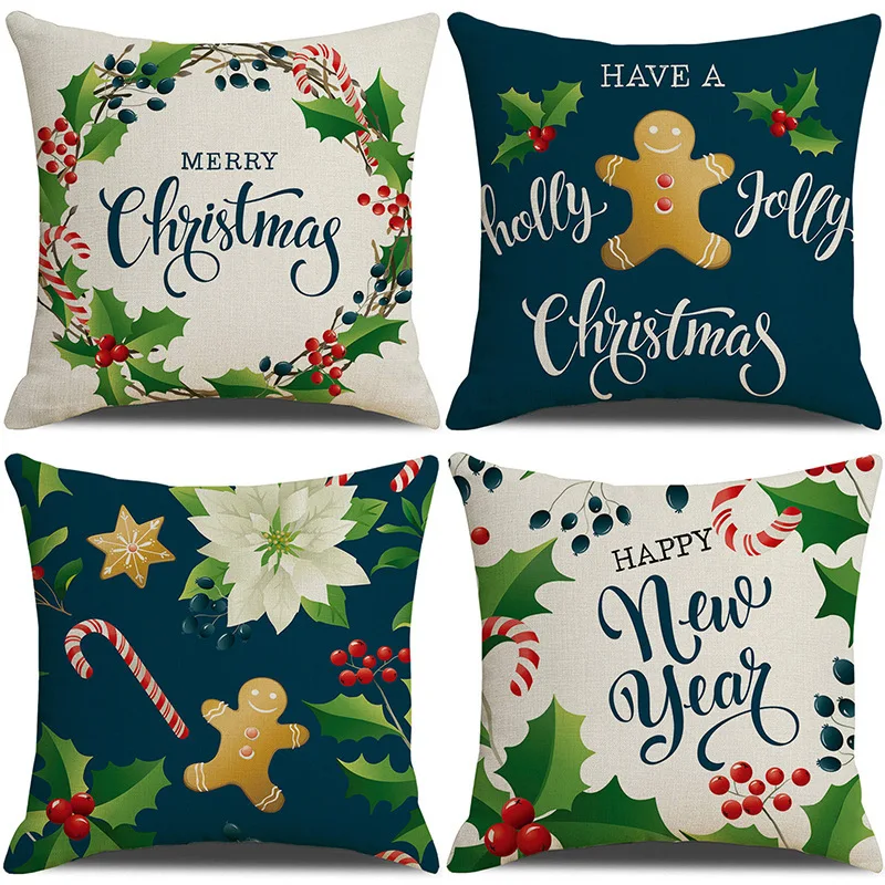 Christmas Snowman Single Sided Cushion Cover For Home Sofa Bed Throw Pillow Covers Living Room Decorative